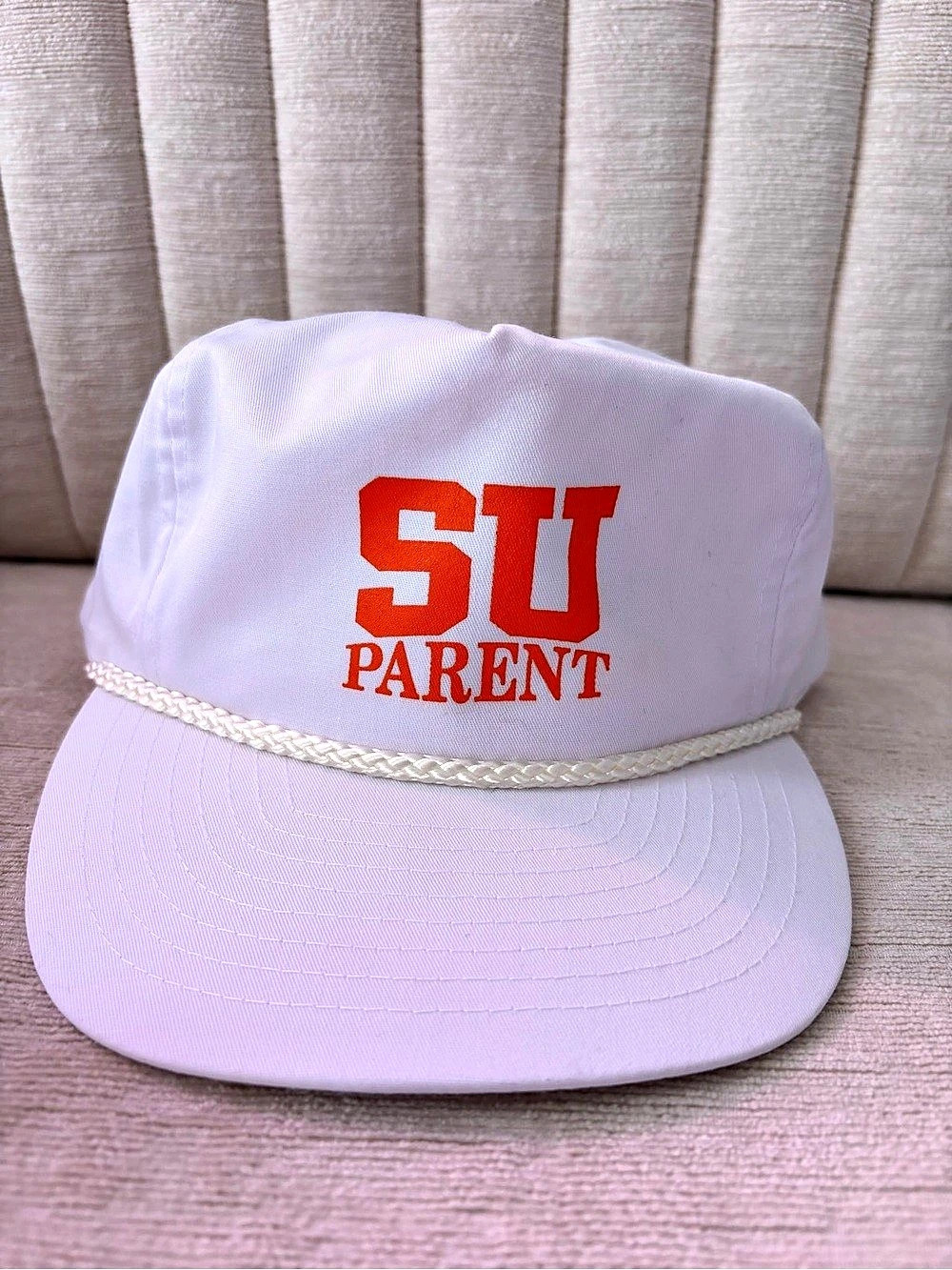 Vintage SU Parent Syracuse Trucker Hat White Orange Snapback Cap Nissun Cap